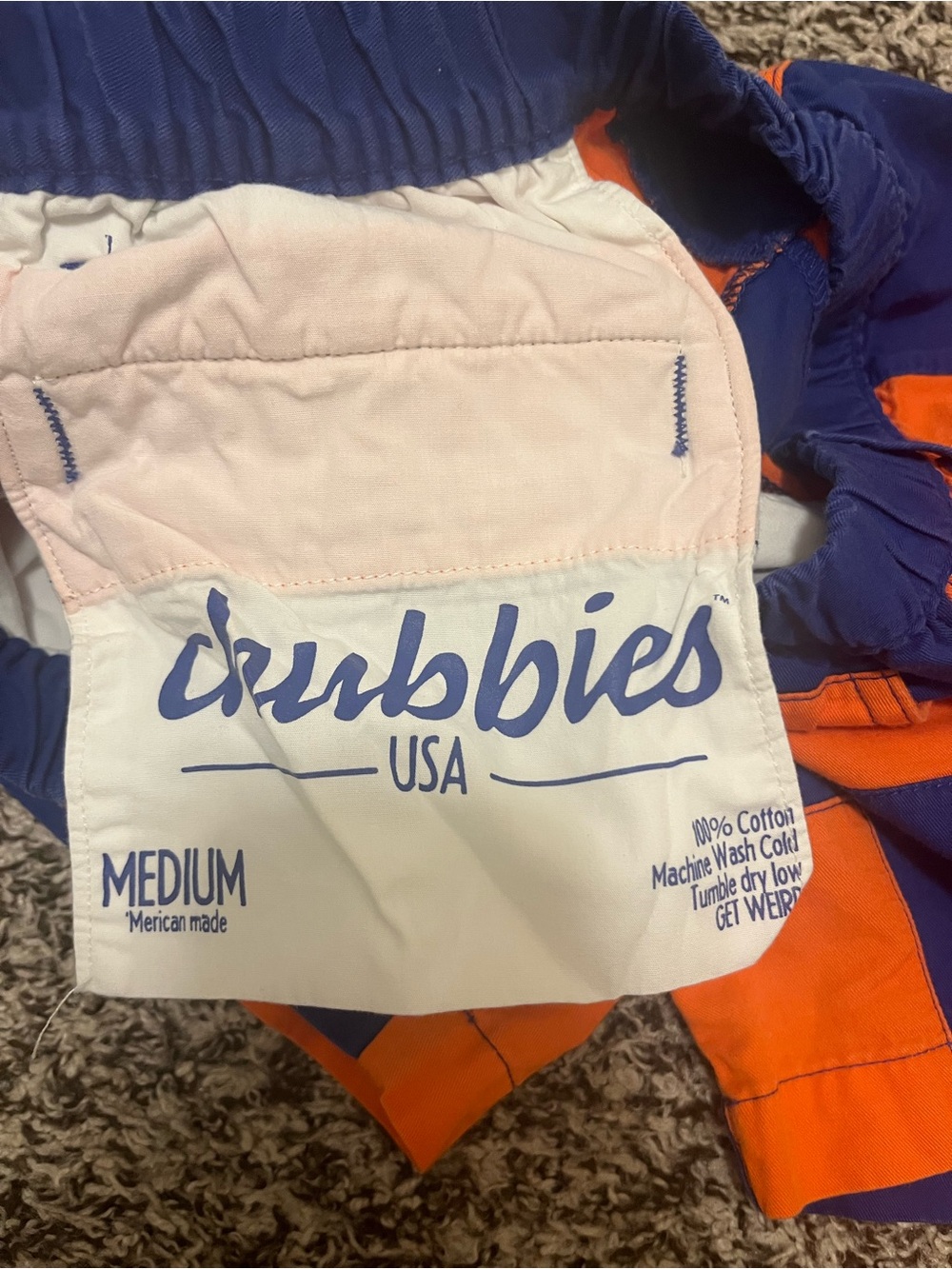 chubbies Orange and Blue Checkerboard Flat Front Shorts - Picture 2 of 5